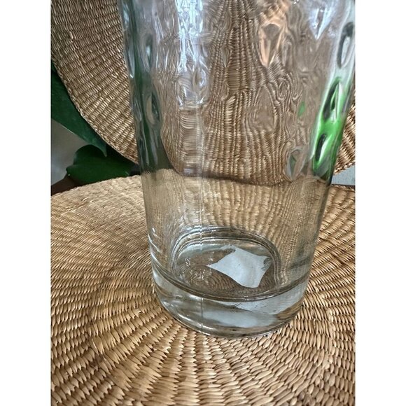 Textured Clear Glass Vase – 9” Tall, Flared Rim - Picture 3 of 11